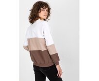Bílo-hnědá mikina basic s výstřihem do V RUE PARIS Vícebarevný, S/M