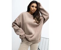 Tmavě béžová mikina basic s kulatým výstřihem RUE PARIS Vícebarevný, Univerzální