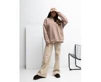 Tmavě béžová mikina basic s nášivkou RUE PARIS Vícebarevný, Univerzální