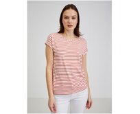 Červeno-bílé dámské pruhované tričko Bílá, L