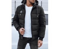 Pánská zimní bunda prošívaná s kapucí černá Černá, XXL/54