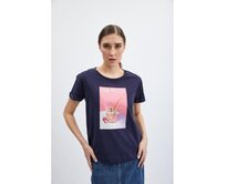 Tmavě modré dámské tričko Modrá, XS