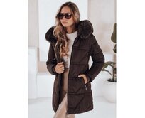 Dámská prošívaná bunda s kožešinou hnědá Hnědá, S
