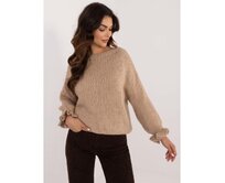 Dámský svetr s kulatým výstřihem oversize tmavě béžový Vícebarevný, Univerzální