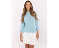 Světle modrý dámský vlněný svetr nadměrné velikosti Světle modrá, Univerzální