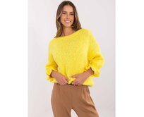 Žlutý dámský oversize svetr v jednobarevném provedení Žlutá, Univerzální