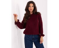 Bordový svetr s volánky na rukávech Kaštanová, Univerzální