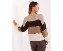 Světle béžovo-hnědý oversize svetr s pruhy Béžová, Univerzální