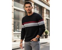 Pánský svetr s pruhy, černý Černá, M