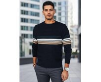 Pánský svetr s pruhy, tmavě modrý Námořnická modrá, M