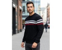 Pánský svetr s pruhy, černý Černá, M