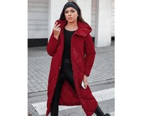 Dámská zimní prošívaná bunda s kapucí FEMACOAT vínová Kaštanová, S