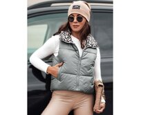 Dámská vesta LEOVELLA přechodová krátká prošívaná oboustranná stříbrná Stříbrná, S