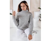 Dámský svetr s polokravatou límečkou šedý Břidlicová, Univerzální