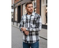 Pánská flanelová košile s černobílým kostkovaným vzorem Černá, M