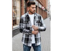 Pánská flanelová košile s černobílým kostkovaným vzorem Černá, M