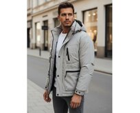 Pánská zimní bunda s kapucí, šedá Bílá, M/48