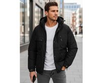 Pánská zimní bunda s kapucí, černá Černá, XL/52