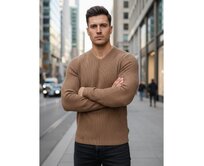 Pánský svetr hnědý Karamelová, S