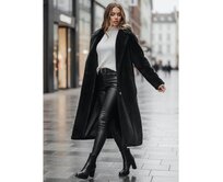 Dámský zimní kabát teddy kožešinový dlouhý černý Černá, S