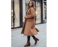 Dámský zimní kabát dlouhý oversize kamelový Karamelová, S