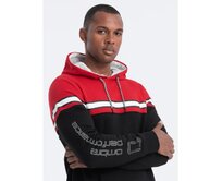 Pánská tříbarevná mikina V3 OM-SSNZ-22FW-014 červená Červená, S