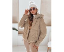 Dámská zimní bunda LOVEWARM krátká prošívaná s kapucí kamelová Karamelová, XXL