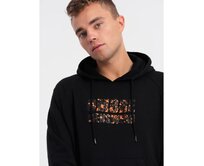 Pánská mikina klokanka s kapucí a potiskem V2 OM-SSPS-0155 černá Černá, L