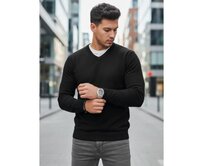 Pánský svetr s výstřihem do V, černý Černá, M