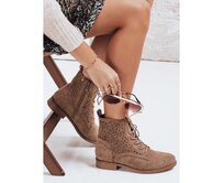 Dámské kotníkové boty s prolamovaným svrškem v barvě kávy Hnědá, 37