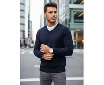 Pánský svetr s výstřihem do V, tmavě modrý Námořnická modrá, M