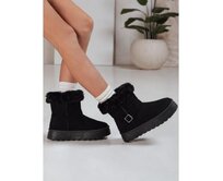 Dámské sněhové boty ze semiše s kožešinou černé Černá, 36