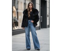 Dámská krátká kožešina ZARAFIA černá Černá, L/XL