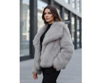 Dámská krátká kožešina ZARAFIA šedá Břidlicová, L/XL