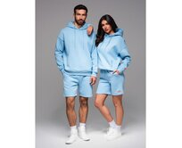 UNISEX mikina s kapucí + sportovní šortky – modrá V8 Z110 Světle modrá, XS/S