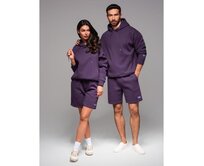 UNISEX mikina s kapucí + sportovní šortky – fialová V13 Z110 Fialová, XS/S