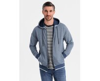 Pánská mikina s kapucí a jemnou strukturou – tmavě modrá V2 OM-SSZP-0191 Námořnická modrá, S