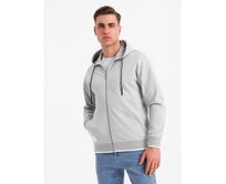 Pánská mikina s kapucí a jemnou strukturou – šedá V4 OM-SSZP-0191 Šedá, S