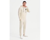 Pánská mikina s kapucí + tepláky – krémová V2 Z107 Krémová, S