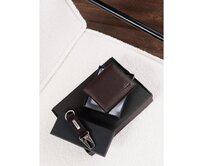 Dárková sada hnědých kožených doplňků pro muže – peněženka a klíčenka – Z106 Hnědá, Univerzální