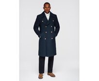 Pánský tmavě modrý dvouřadový vlněný kabát – tmavě modrý V1 OM-COWC-0134 Námořnická modrá, S