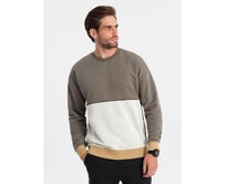 Pánská mikina OVERSIZE s kontrastní barevnou kombinací – khaki V7 B1673 Khaki, S