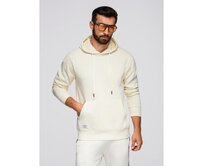 Pánská mikina BASIC s kapucí a klokaní kapsou – krémová V11 B1674 Krémová, S