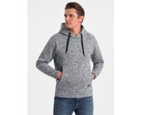 Pánská mikina bez streče s kapucí a klokaní kapsou – šedá melírovaná V1 B1675 Šedá, S