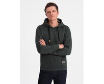 Pánská mikina s kapucí Kangaroo bez streče – olivová melírovaná V3 B1675 Olivová, S