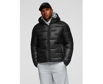 Pánská prošívaná bunda s kapucí – černá V1 OM-JAHP-0235 Černá, S