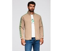 Pánská mikina bez knoflíků s lemováním a vysokým límcem – hnědá V1 OM-SSZP-0224 Hnědá, S