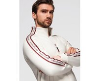 Pánská mikina bez knoflíků s lemováním a vysokým límcem – krémová V2 OM-SSZP-0224 Krémová, S