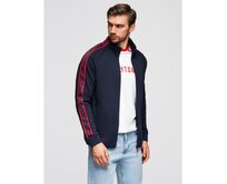 Pánská mikina bez knoflíků s lemováním a vysokým límcem – tmavě modrá V3 OM-SSZP-0224 Námořnická modrá, S