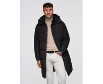 Pánská dlouhá prošívaná zimní bunda s kapucí – černá V1 OM-JALJ-0309 Černá, S